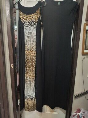 Lot of Two NWOT Black Polyester Summer Dresses Sleaziness/Short Sleeve M/L